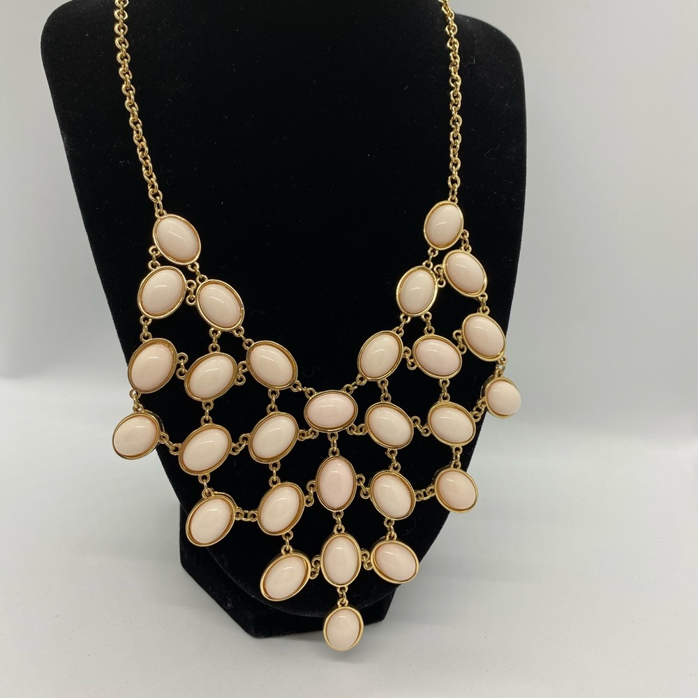 Gold and pink bib necklace